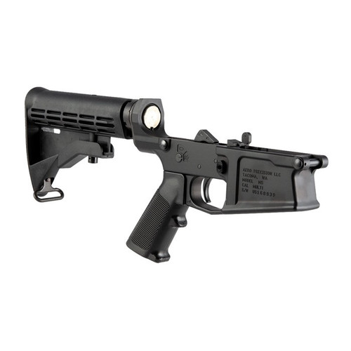 Aero Precision M5 AR-10 .308 Lower Receiver Complete with A2 Grip and M4 Stock Black