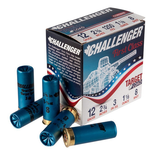 Challenger Ammo First Class Target Load 12 Gauge Ammo 2-3/4" #8 Shot 1-1/8 oz Box of 250 (1200 FPS)