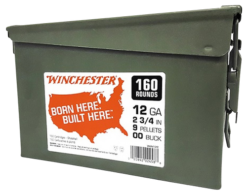 Winchester Military Grade 12 Gauge Ammo 2-3/4" #00 Buckshot 9 Pellets Ammo Can of 160