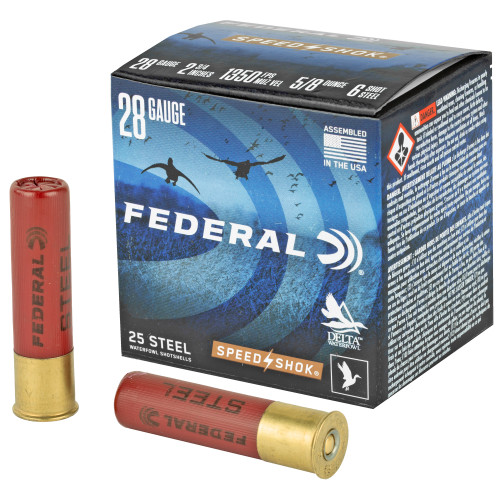 Federal Speed-Shok Waterfowl 28 Gauge Ammo 2-3/4" #6 Steel Shot 5/8 oz Box of 25 - Image 1