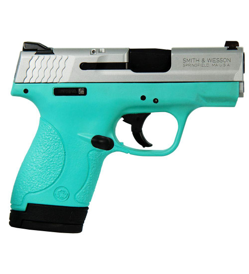 Smith & Wesson M&P Shield 1.0 9mm Luger Pistol 3.1" Barrel 7+8 Round Silver/Robin's Egg Blue Smith & Wesson M&P Shield 1.0 9mm Luger Pistol 3.1" Barrel 7+8 Round Silver/Robin's Egg Blue