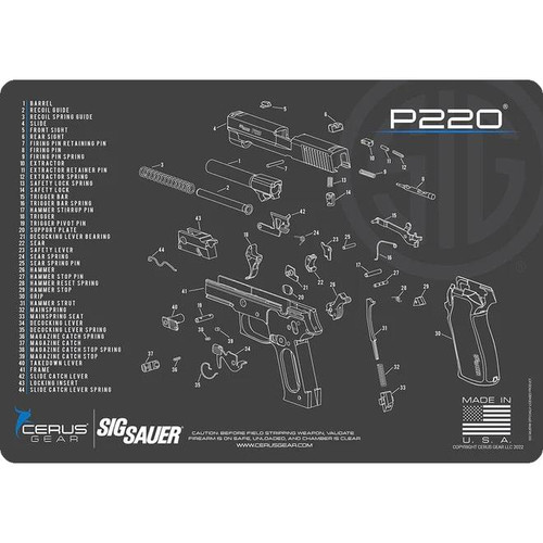 Cerus Gear Sig Sauer P220 Handgun Cleaning Mat 12x17 Grey