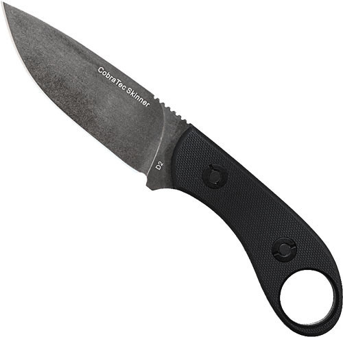 Cobratec Knives D2 Skinner Fixed Blade Knife 3.75" Full Tang Black G10 Handle Kydex Sheath