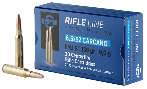 PPU 6.5x52mm Mannlicher-Carcano Ammo 139 Grain Full Metal Jacket Box of 20