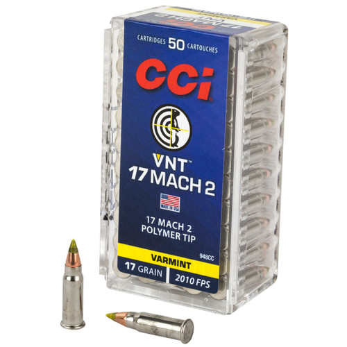 CCI Varmint 17 Hornady Mach 2 (HM2) Ammo 17 Grain Polymer Tip Box of 50