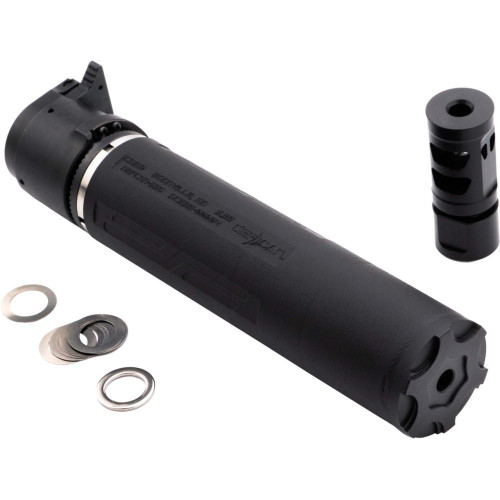 CMMG DefCan-556 Suppressor 5.56 1-3/8x24 Black with 1/2-28 Muzzle Brake