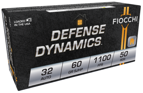Fiocchi .32 ACP Ammo 60 Grain JHP Box of 50