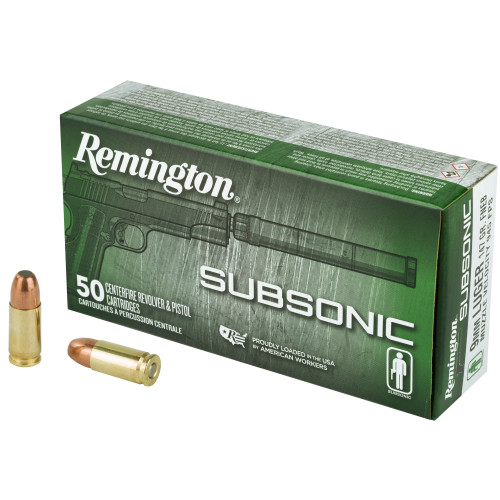 Remington Subsonic 9mm Luger Ammunition 147 Grain FNEB Box of 50 - Image 1