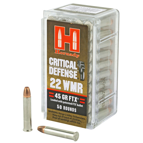 Hornady Critical Defense Ammo 22 WMR 45gr FTX 50/Box
