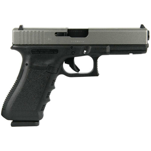 Glock 17 Gen 3 9mm Luger Pistol 4.5" Barrel 17+1 Rounds Two-Tone Black and Silver