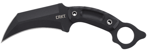 Columbia River Knife & Tool CRKT 2630 DU Hoc Fixed Blade Knife 5.10" Recurve Plain Black Powder Coated SK-5 Steel Blade Black Textured G10 Handle