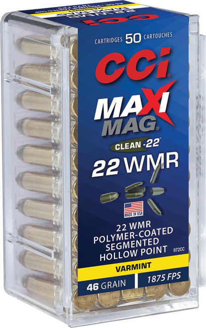 CCI Maxi-Mag .22 WMR Ammo 46 Grain Segmented Hollow Point Box of 50