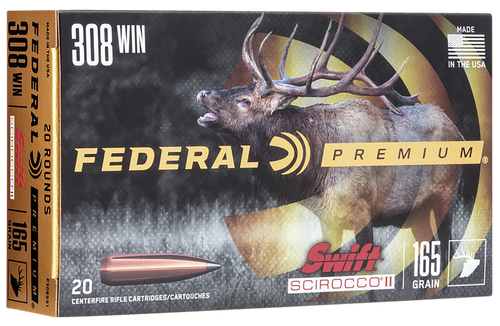 Federal Swift Scirocco II .308 Winchester Ammo 165 Grain Polymer Tip Box of 20
