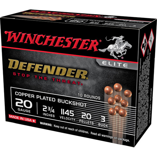 Winchester Defense 20 Gauge Ammo 2-3/4" Buckshot 3 10/100