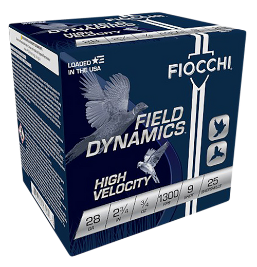 Fiocchi High Velocity 28 Gauge Ammo 2-3/4" #9 Lead Shot 3/4 oz Box of 25