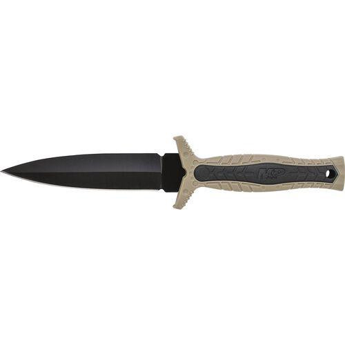 Smith & Wesson M&P Boot Fixed Blade Knife 4.57" Spear Point 8Cr13MoV Black Blade Rubber Handle Black/Brown