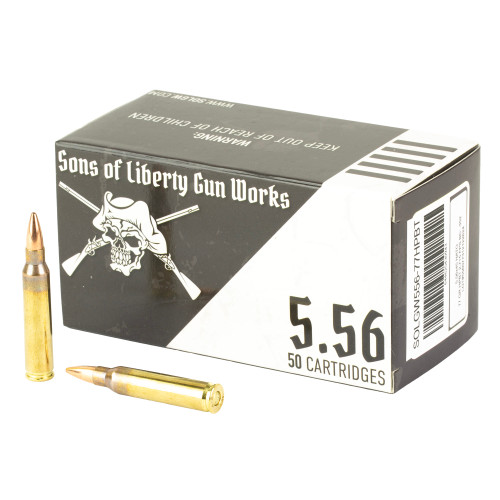 Sons Of Liberty Gun Works 556 NATO Ammo 77 Grain HPBT 50 Round Box