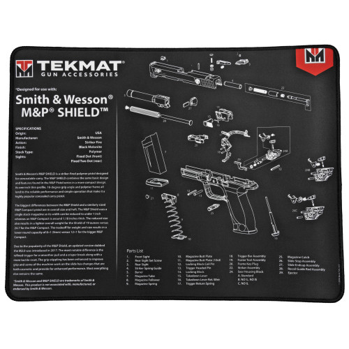 TEKMAT ULTRA PSTL MAT S&W SHIELD BLK (20x15 Inch, .25" Thick)