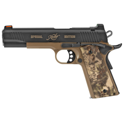 Kimber Hero Custom 45 ACP Pistol 5" Barrel 7+1 Round Matte Black Slide Kryptek Highlander Grip Desert Tan Frame - Image 1