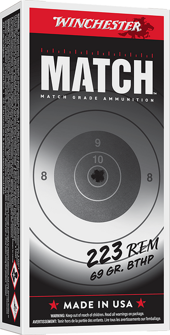 Winchester Match 223 Remington Ammo 69 Grain Sierra MatchKing Jacketed Hollow Point Box of 20