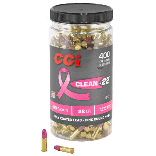CCI Clean-22 High Velocity .22LR Ammunition 40 Grain Poly Coated Round Nose 400 Count - Image 1