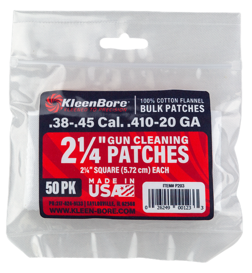 Kleen-Bore Cotton Patches 2.25 Inch .38-.45 Cal & .410-20 Ga 50 Count