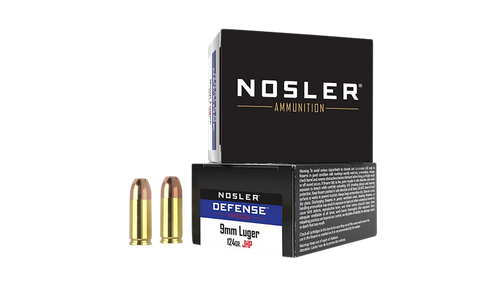Nosler Defense 9mm Luger +P Ammo 124 Grain Bonded Jacketed Hollow Point Box of 20