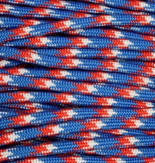 E.L. Wood Braiding Co. Inc. 550 Paracord - 100 ft Red/White/Blue Camo