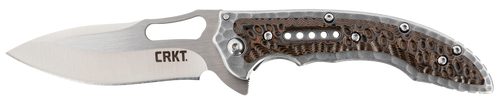 CRKT Fossil Compact Pocket Knife 3.41" Drop Point 8Cr13MoV Satin Blade G-10 Handle Brown