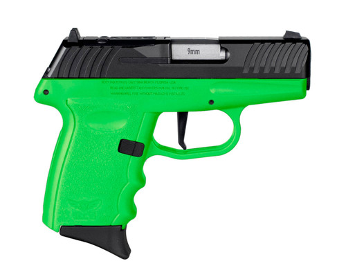 SCCY DVG-1 9mm Luger Pistol 3.1" Barrel 10+1 Round Black Slide Lime Green Frame (Striker Fired)