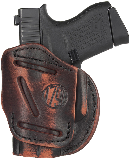 1791 Gunleather 4WH-2-VTG-R 4-Way IWB/OWB Holster Size 2 Vintage Leather Right Hand
