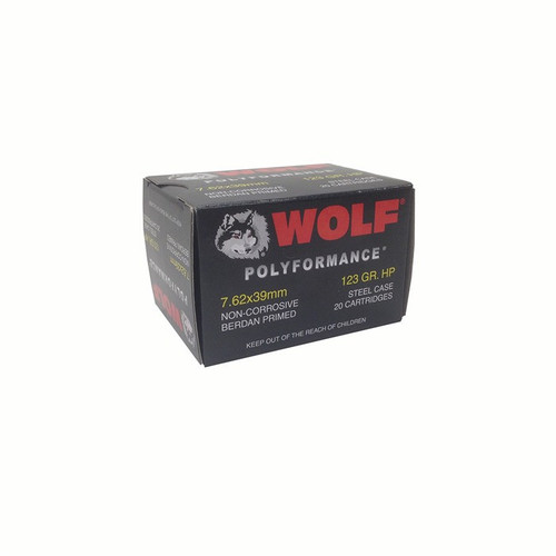 Wolf Performance Ammunition 7.62x39 Ammo 123 Grain Hollow Point Box of 20