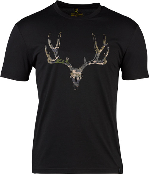 MULE DEER LOGO BLACK LARGE<BROWNING SS PERF CAMP SHIRT - Image 1 MULE DEER LOGO BLACK LARGE<BROWNING SS PERF CAMP SHIRT - Image 1