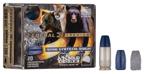 Federal Solid Core 10mm Auto Ammunition 200 Grain TSJ Box of 20