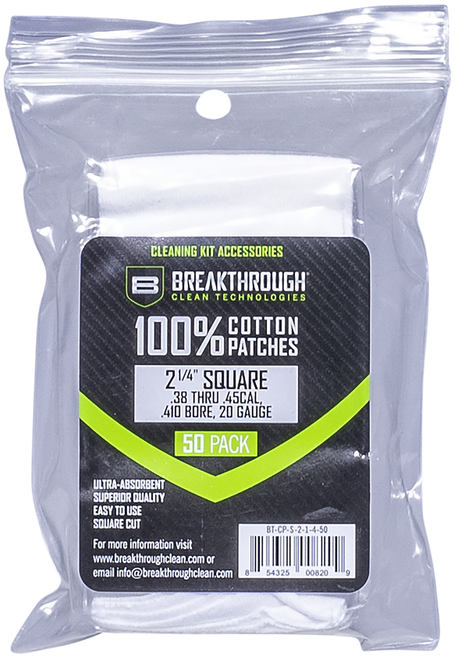 Breakthrough Clean Technologies .38-.45 Caliber Cleaning Patches 50-Pack