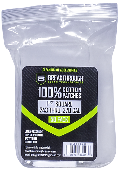 Breakthrough Clean Technologies Gun Cleaning Patches .243-.270 Caliber 50-Pack