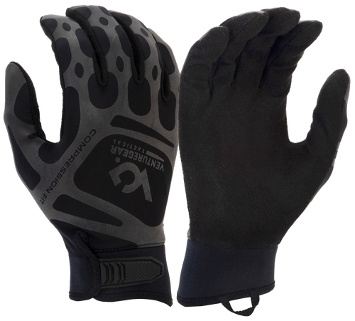 Pyramex Safety Products Venture Gear Tactical Compression Fit Training Gloves, Black, XL