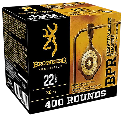 Browning B194122401 22LR Ammo 36 Grain Plated Hollow Point Box of 400