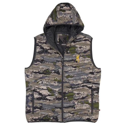 Browning Men's Packable Puffer Hooded Insulated Vest OVIX Medium