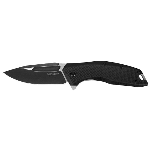 Kershaw Flourish Assisted Opening Pocket Knife 3.5" Black Clip Point 8Cr13MoV Stainless Steel Blade G-10/Carbon Fiber Handle Black