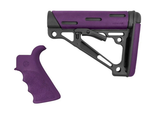 Hogue AR-15/M-16 Kit Finger Groove Beavertail Grip OverMolded Collapsible Buttstock Purple