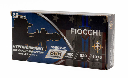 Fiocchi 300 Blackout Ammo 220 Grain Nosler Boat Tail Box of 20
