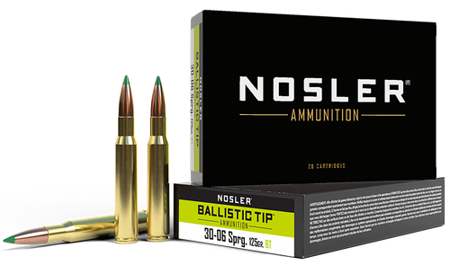Nosler BT 30-06 Springfield Ammo 125 Grain Nosler Ballistic Tip Polymer Tip Box of 20