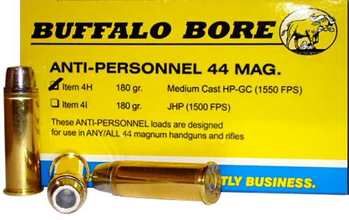 Buffalo Bore 44 Remington Magnum Ammo 180 Grain Medium Cast Hollow Point Box of 20