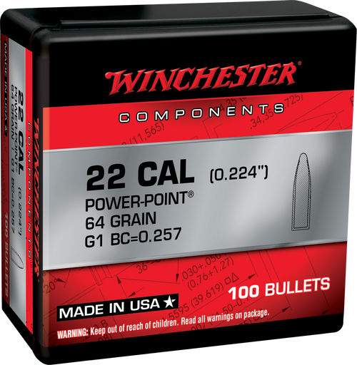 Winchester Ammo Bullets 223 Rem .224" 64gr Power Point 100/Box