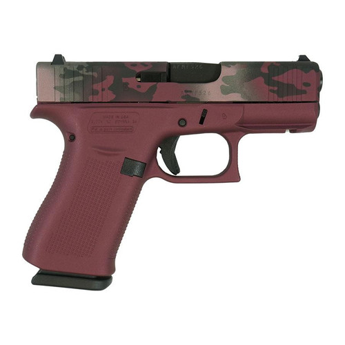 Glock 43X 9mm Luger Pistol 3.4" Barrel 10+1 Round Camo Slide Dark Pink Grip