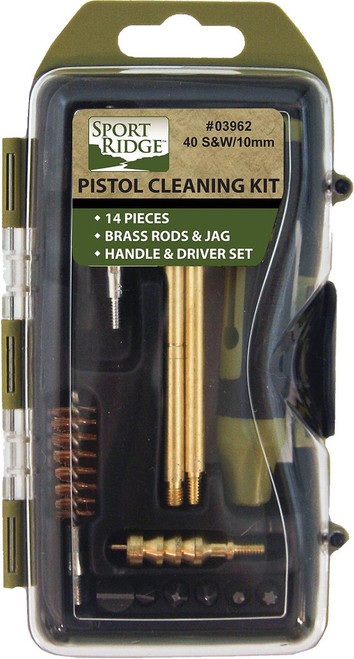 Military Products TacShield Sport Ridge Pistol Cleaning Kit 14-Piece 40 Cal/10mm Black Military Products TacShield Sport Ridge Pistol Cleaning Kit 14-Piece 40 Cal/10mm Black