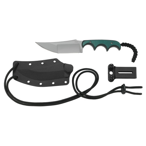 CRKT Minimalist Katana Fixed Blade Knife 3.56" Katana 8Cr13MoV Bead Blasted Blade Resin Infused Fiber Handle Black/Green