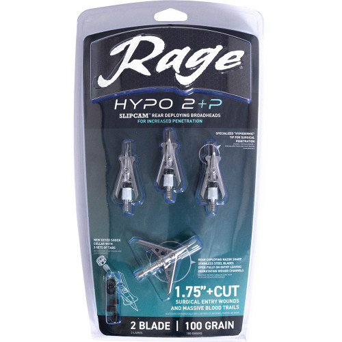 Rage Hypo 2 +P 100 Grain 1.75 Inch Broadheads