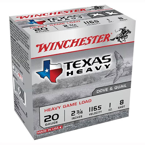 Winchester Super-X 20 Gauge Ammo 2-3/4" #8 Shot 1 oz Box of 25 (High Brass, Hinged Wad)